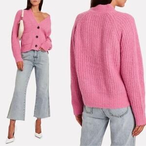 A.L.C. CLEVELAND KNIT CARDIGAN Pink Alpaca Wool Blend Sweater Size Small Luxe